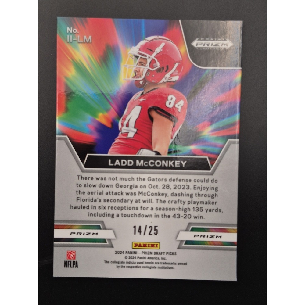 2024 Prizm Draft Picks Ladd McConkey #II-LM Green Pulsar Prizm /25 (RC) Chargers - Picture 8 of 12